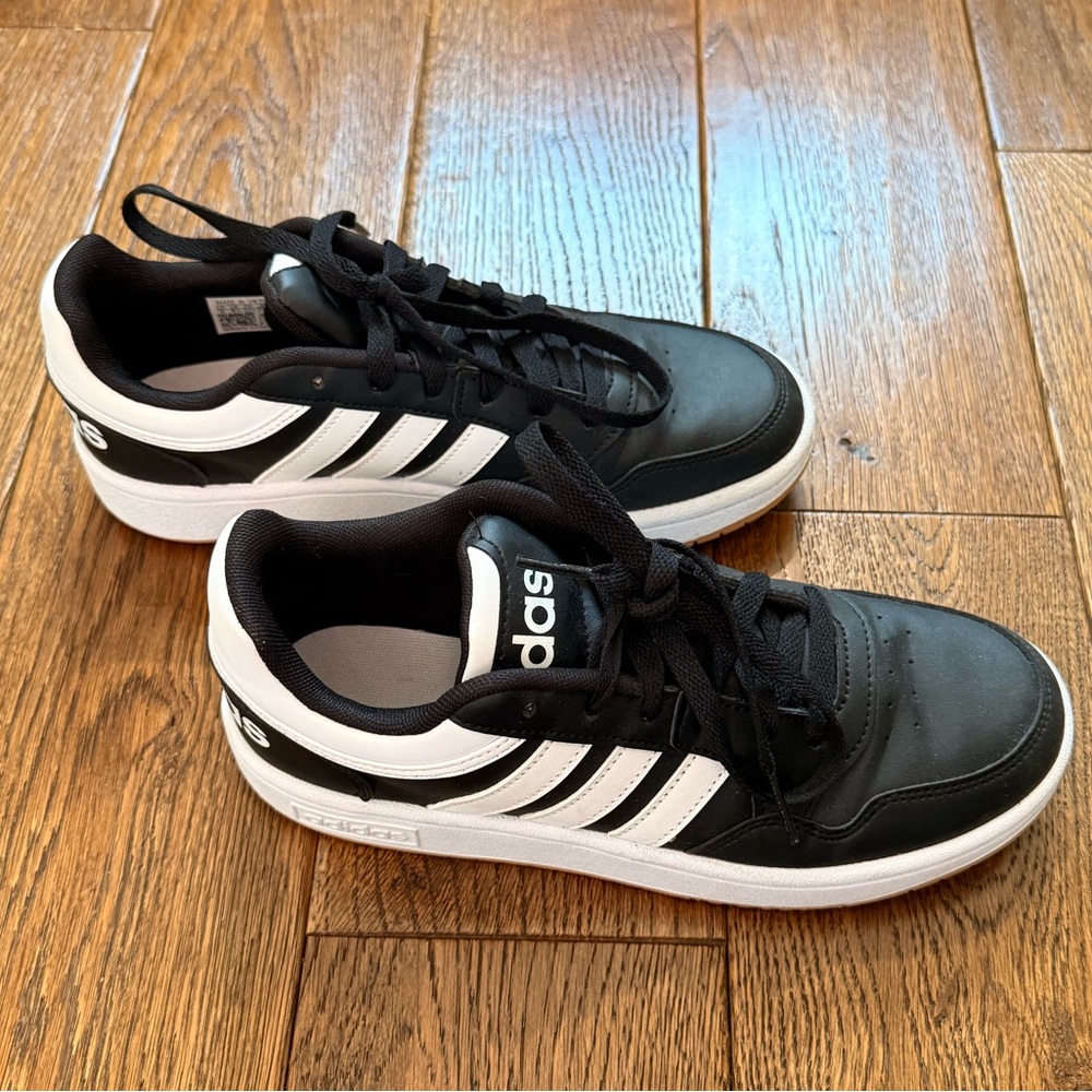 Adidas Men's Black and White Striped Sneakers